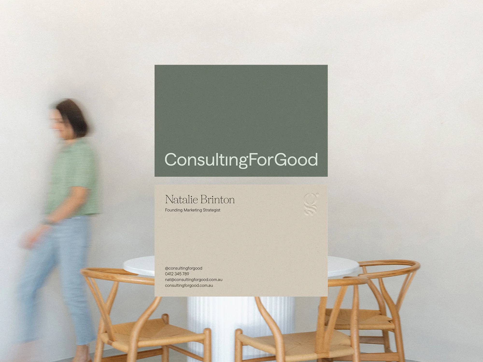 Consulting for Good brand identity collateral.