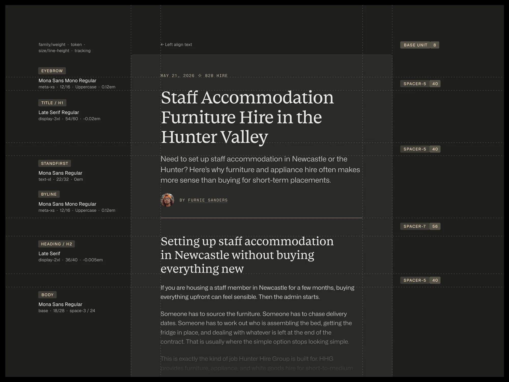 Hunter Hire Group typography system.