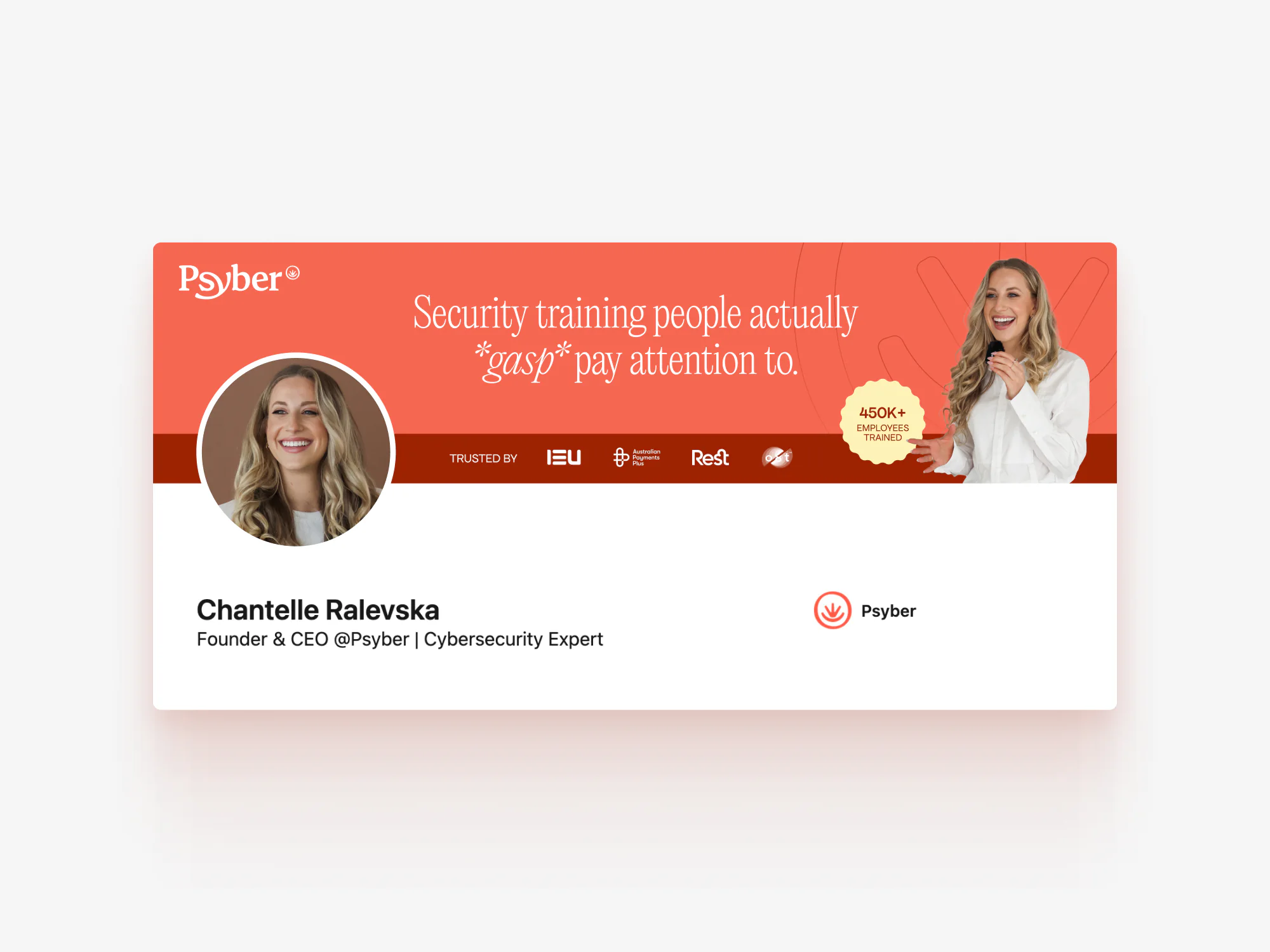 Psyber LinkedIn profile design for Chantelle Ralevska.